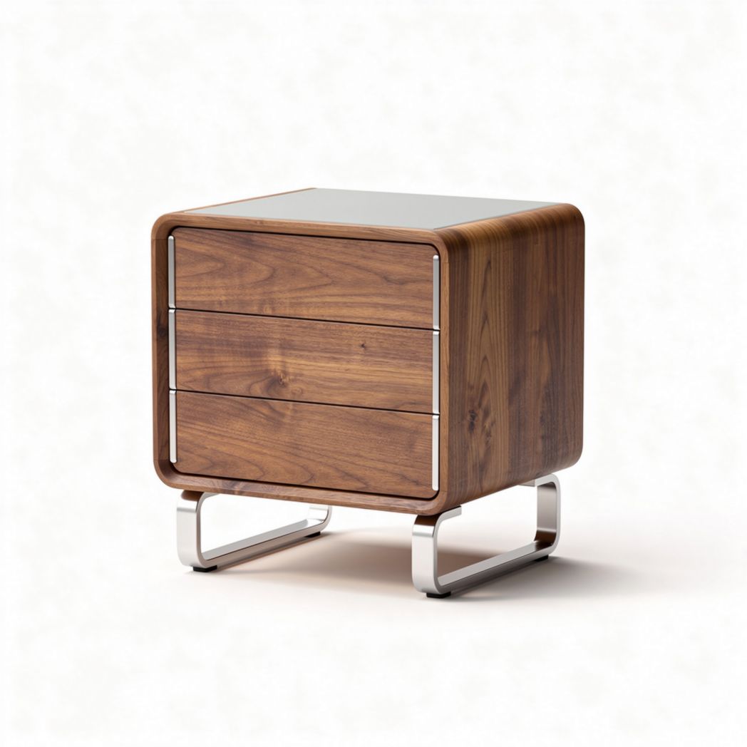 Table de chevet pour chambre en bois et métal - 60 x 50 x 45cm