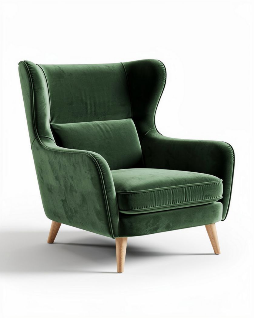 Chaise de salon en velours - Pour un espace de détente - Bois et tissu - 80 x 80 x 100cm