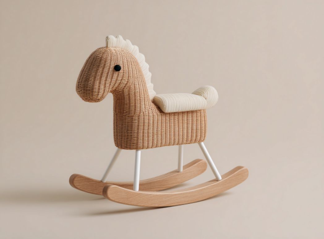 Porteur en bois pour enfants avec motif décoratif - 30 x 15 x 25cm