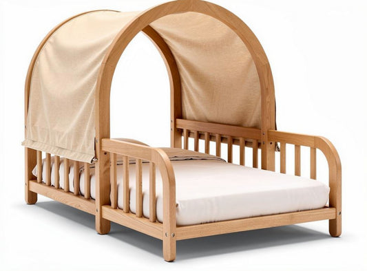 Lit pour enfant avec toit en bois - 150 x 75 x 90cm