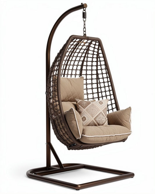 Chaise suspendue en résine tressée pour extérieur - 100 x 80 x 120cm