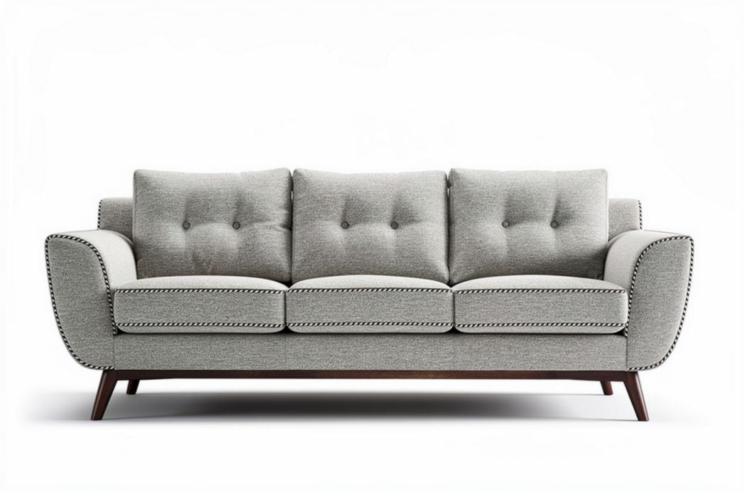 Canapé en tissu gris pour salon - 180 x 80 x 75cm